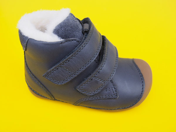 Detské kožené zimné topánky Bundgaard BG303201 Navy BAREFOOT