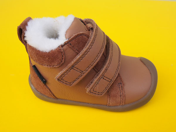 Detské kožené zimné topánky Bundgaard BG303304 Cognac BAREFOOT s MEMBRÁNOU